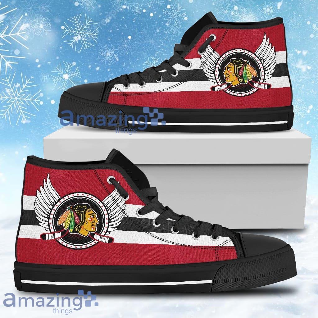 High Top Shoes Chicago Blackhawks Logo Vintage Biker Wings For Men And Women Product Photo 1