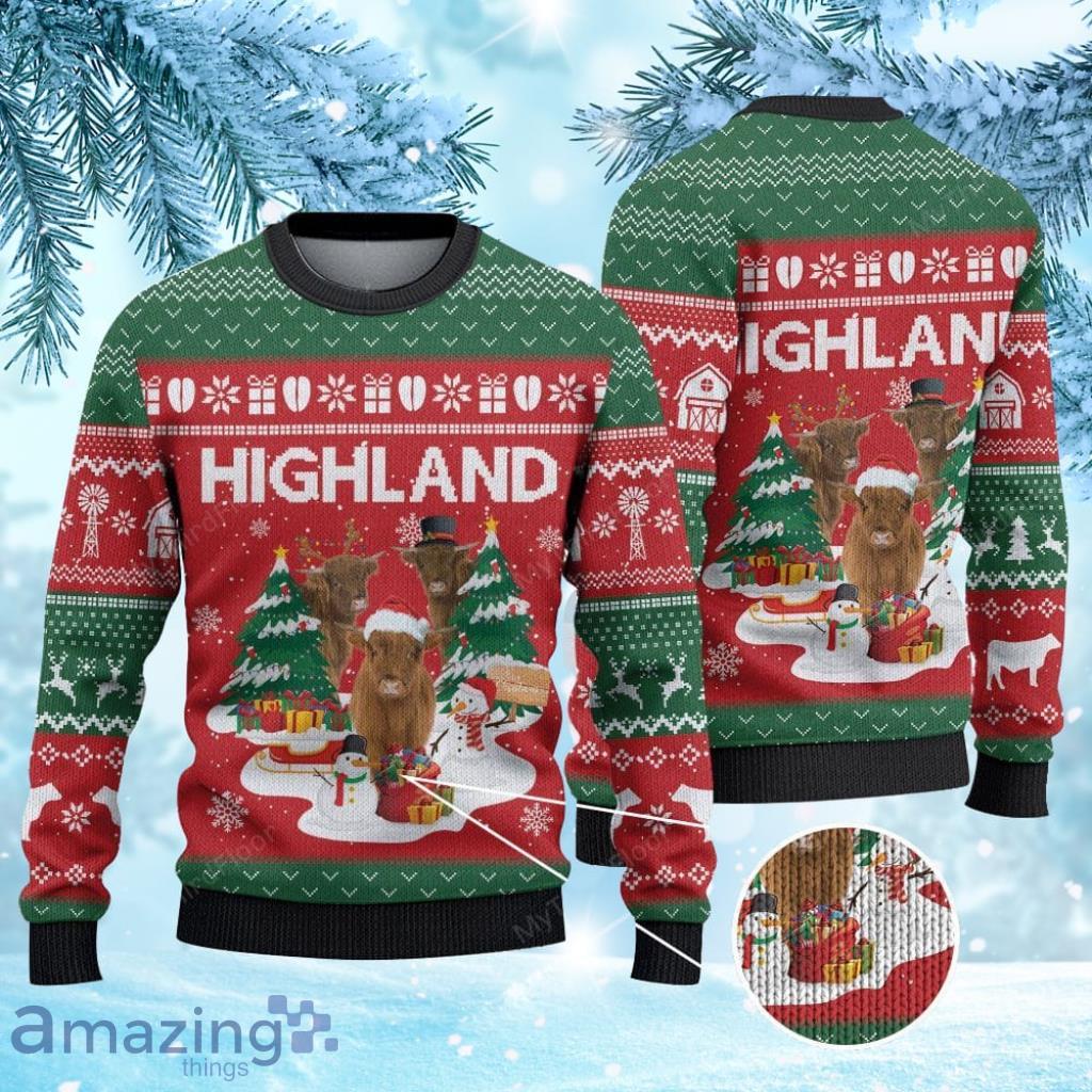 Highland Cattle Lovers Christmas Tree Ugly Christmas Sweater 3D Gift For Men And Women Product Photo 1