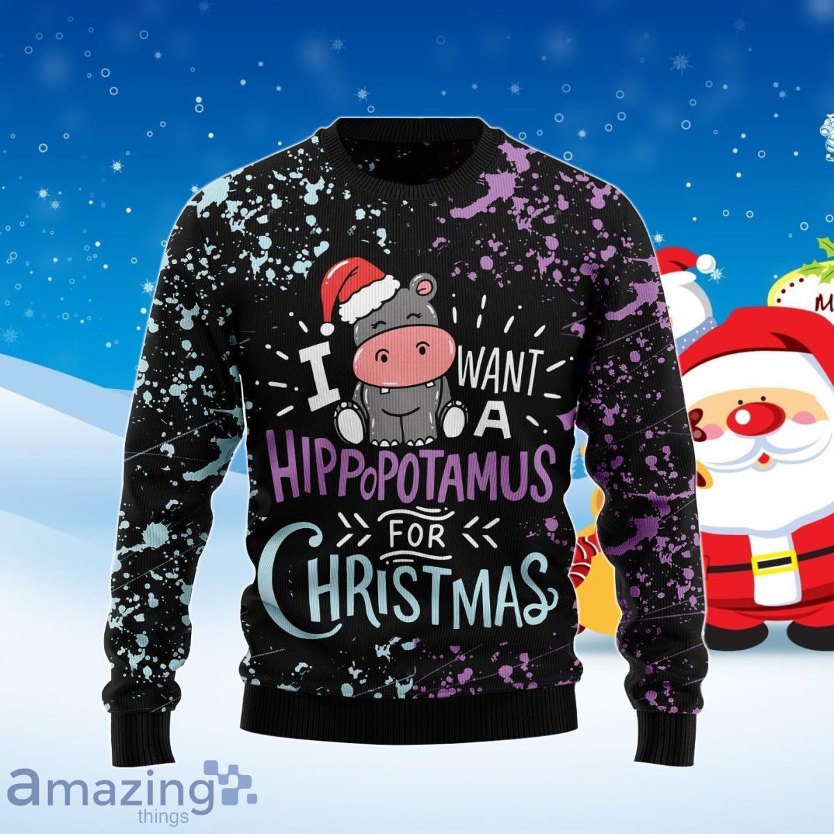 Hippo Christmas Ugly Christmas Sweater Best Gift For Men And Women Product Photo 1