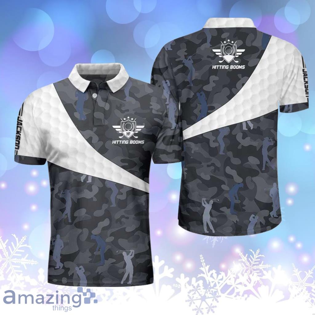 Hitting Booms Camo Pattern Personalized Polo Shirt, Personalized Golf Pattern Polo Shirt Product Photo 1