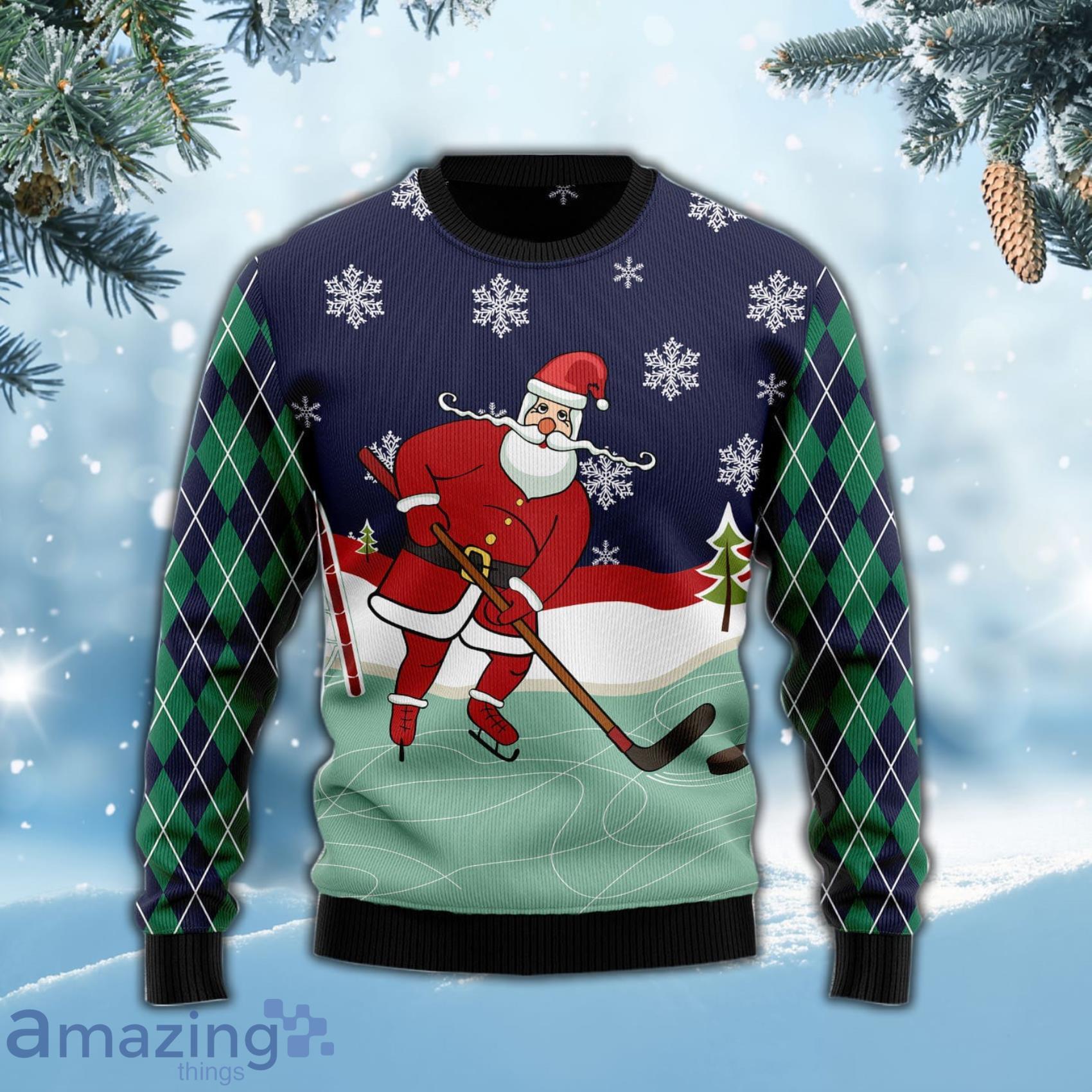 Hockey Santa Claus Special Design For Christmas Holiday 3D Sweater Product Photo 1