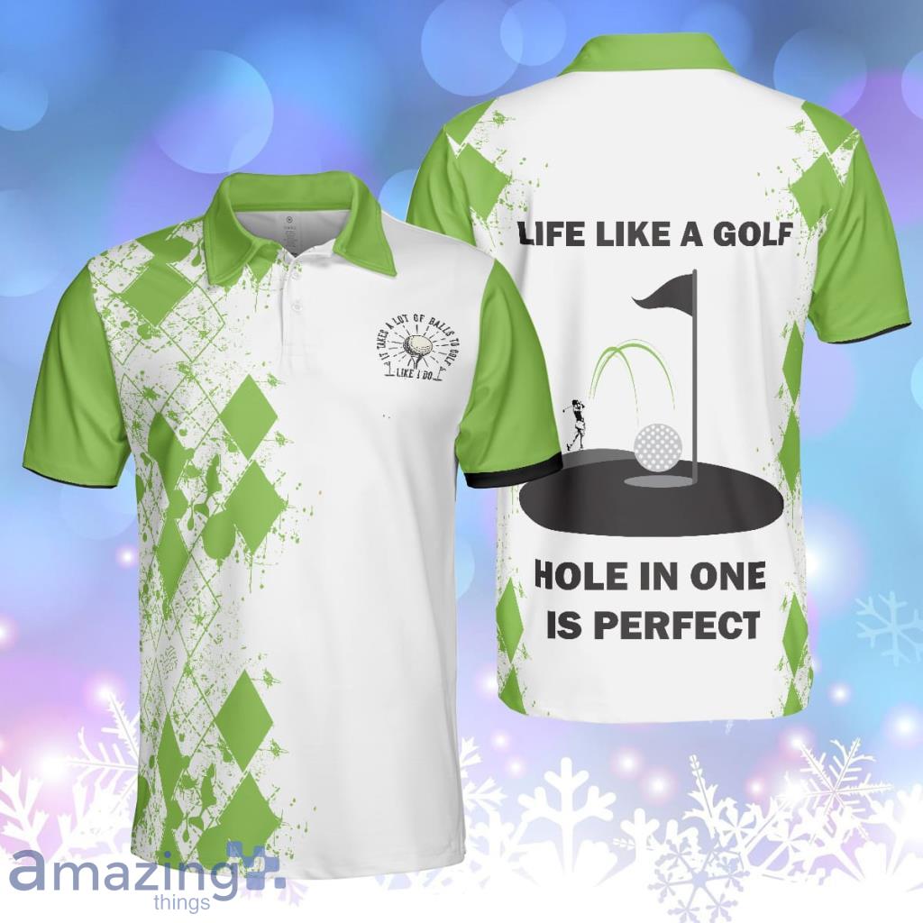 Hole In One Is Perfect Polo Shirt, White And Green For Men Product Photo 1