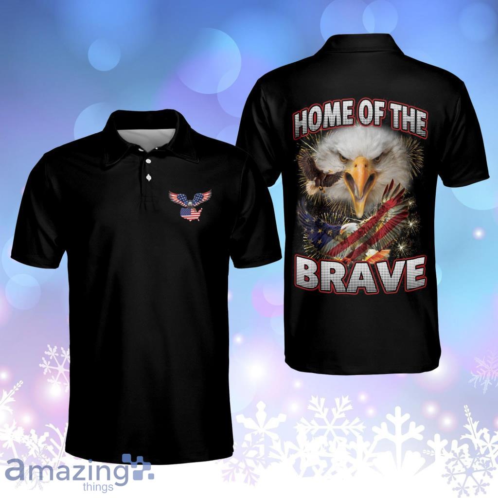 Home Of The Brave Patriotic American With Flag Polo Shir Product Photo 1