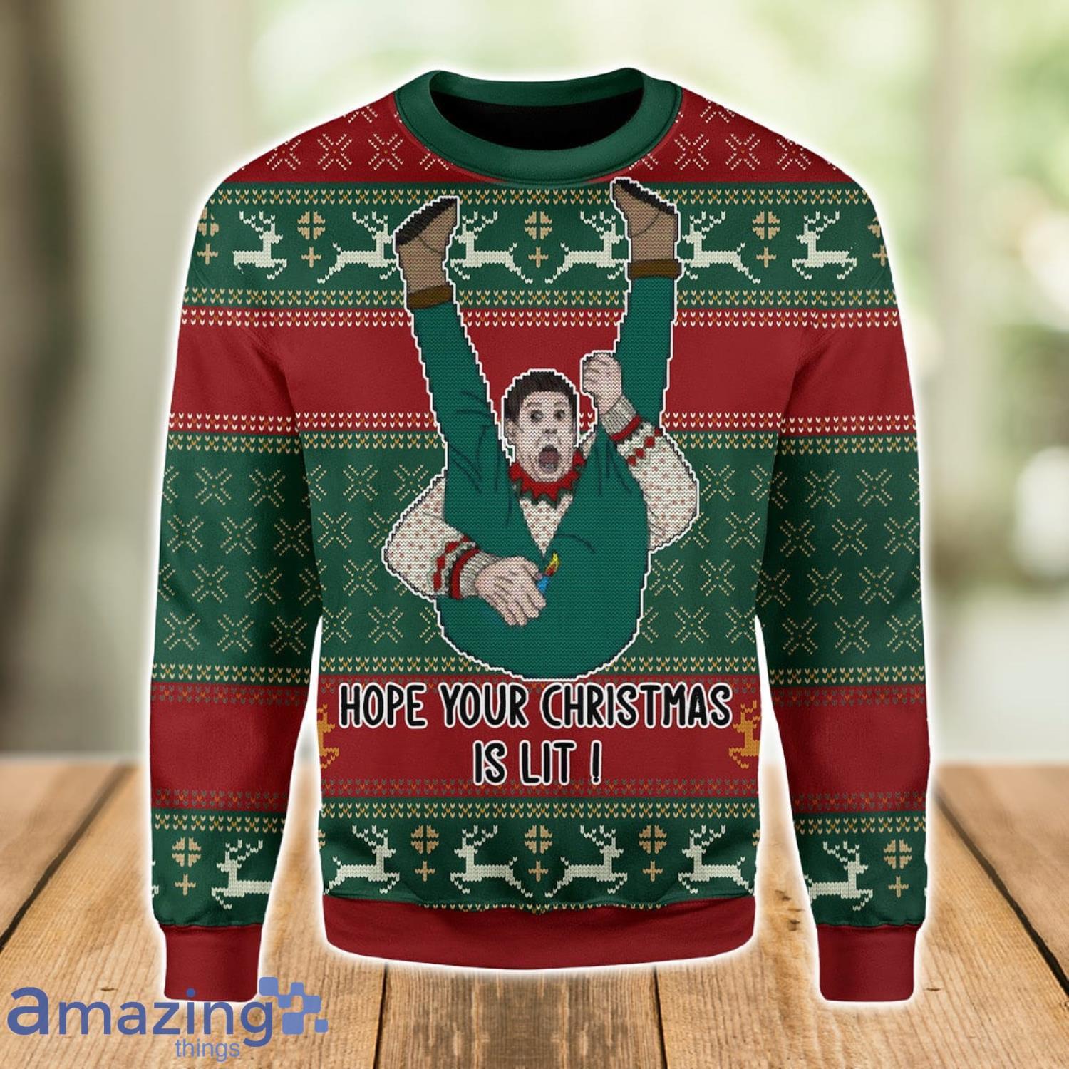 Hope Your Christmas Is Lit Ugly Christmas Sweater Xmas Gift Men And Women Christmas Sweater Product Photo 1