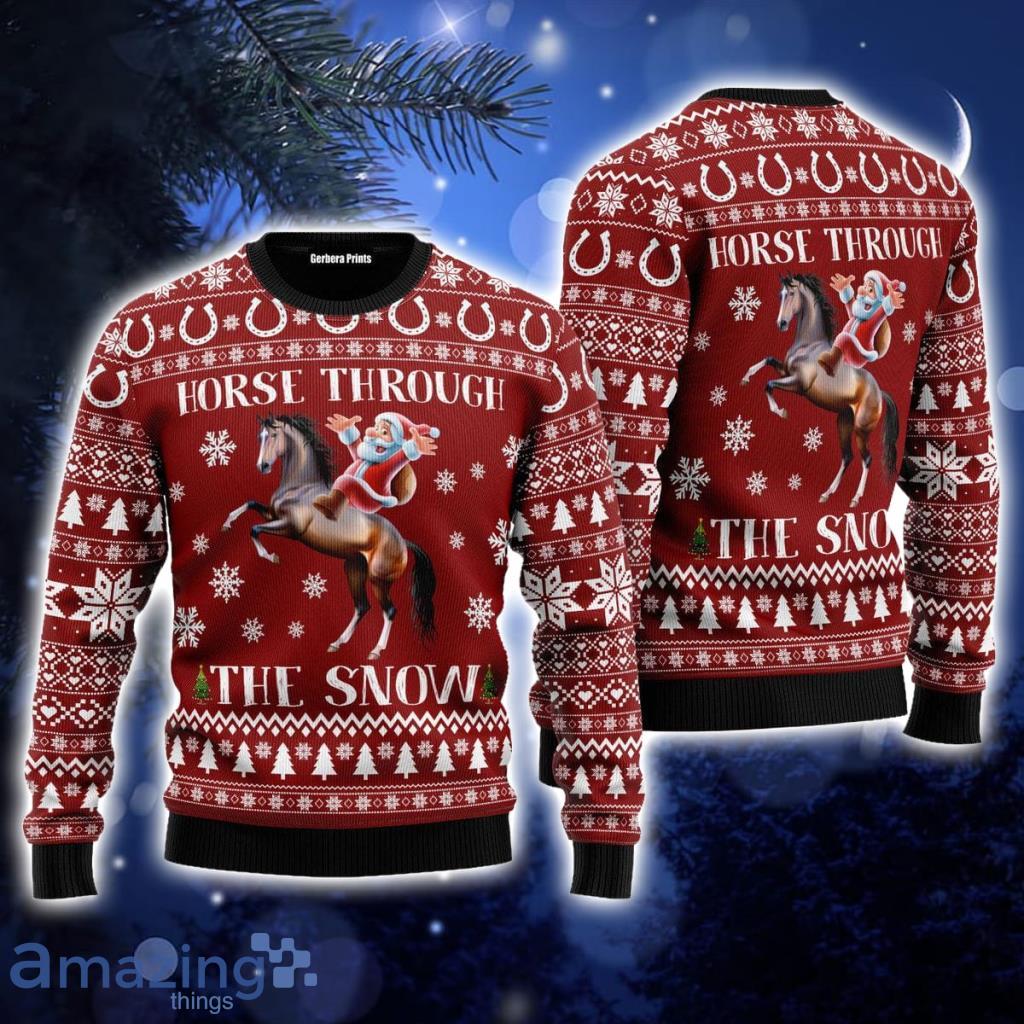 Horse Through The Snow Ugly Christmas Sweater For Men And Women Product Photo 1