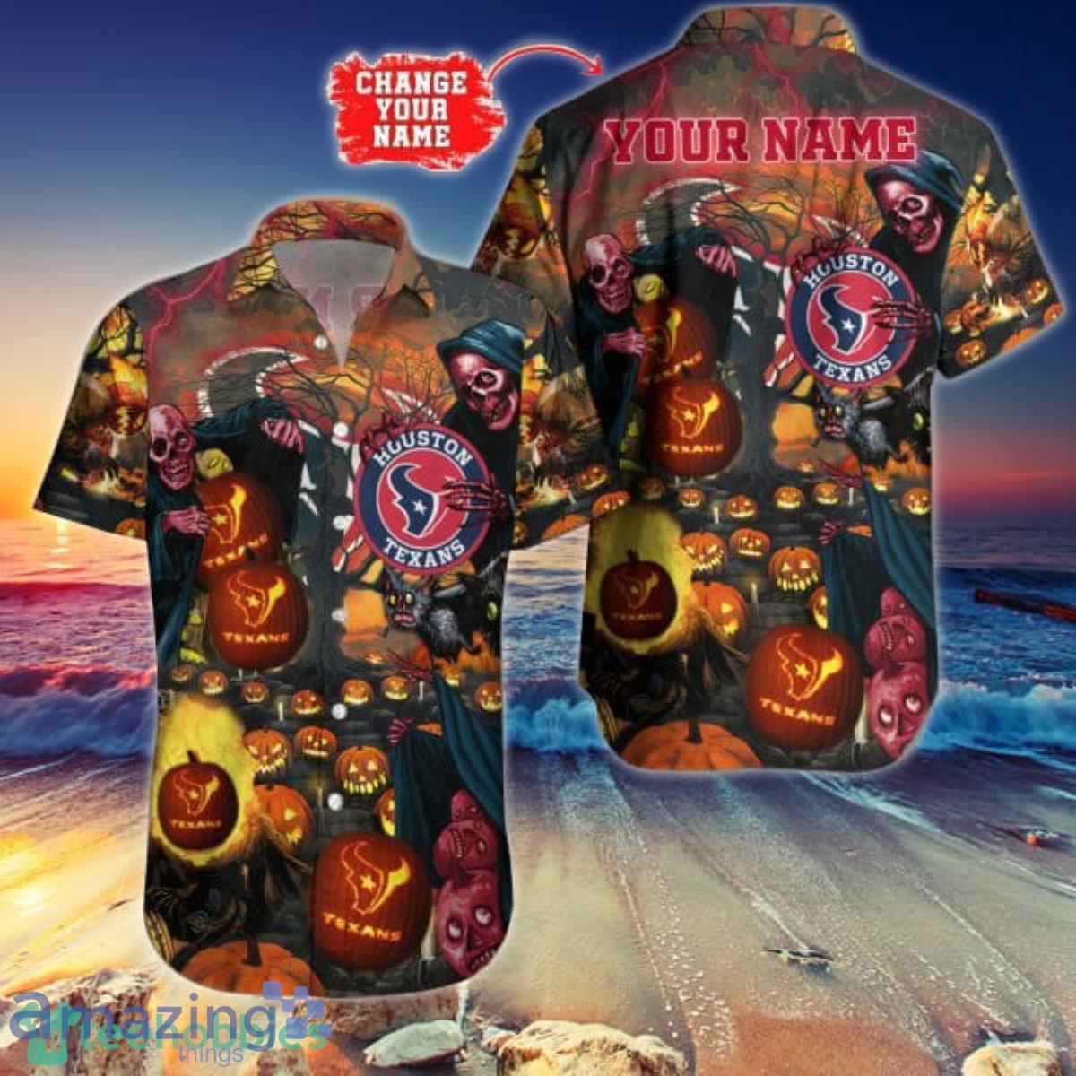 Houston Texans NFL Hawaiian Shirt Custom Name Halloween Hot Trending 2023