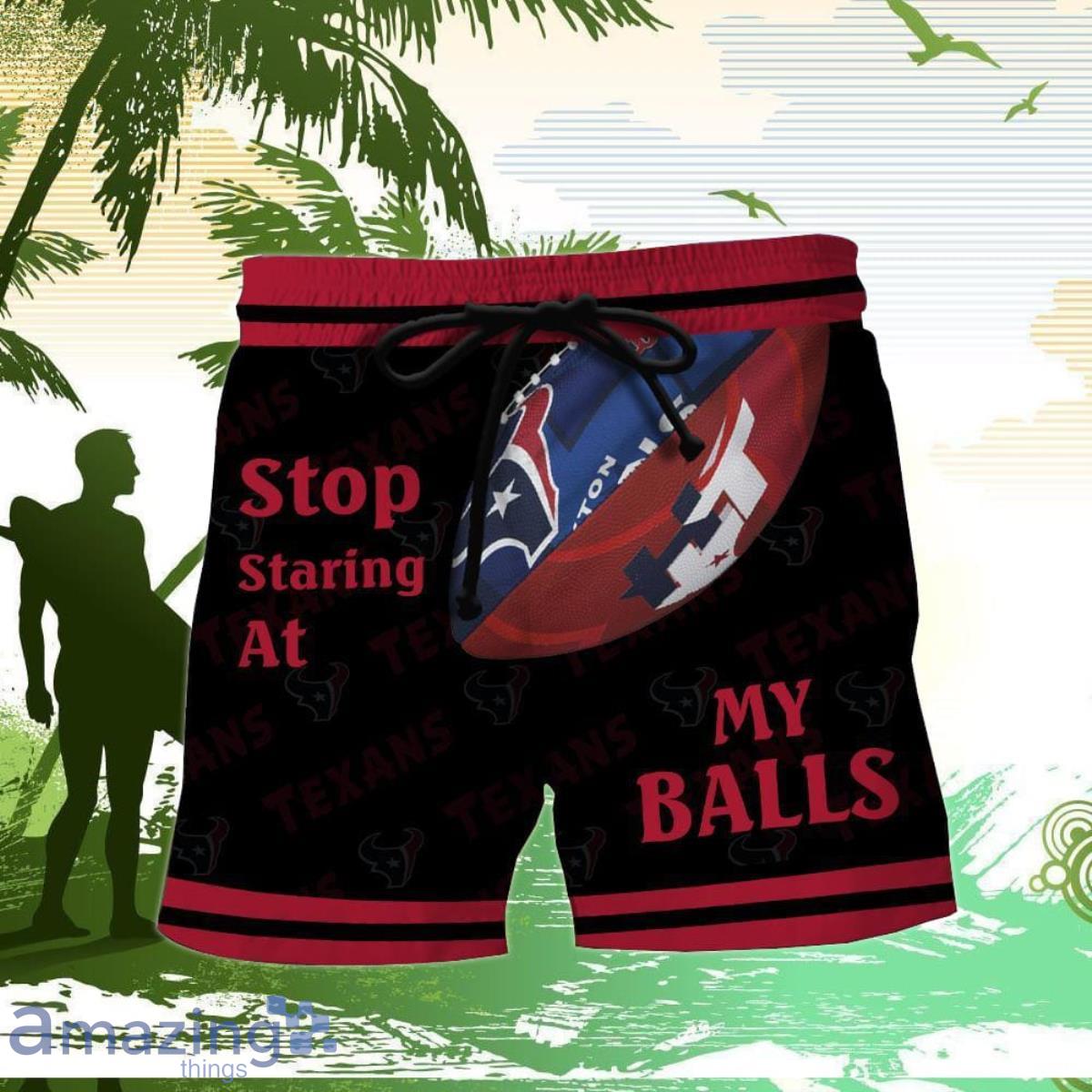Houston Texans Stop Staring At My Balls Funny Hawaii Shorts Product Photo 1