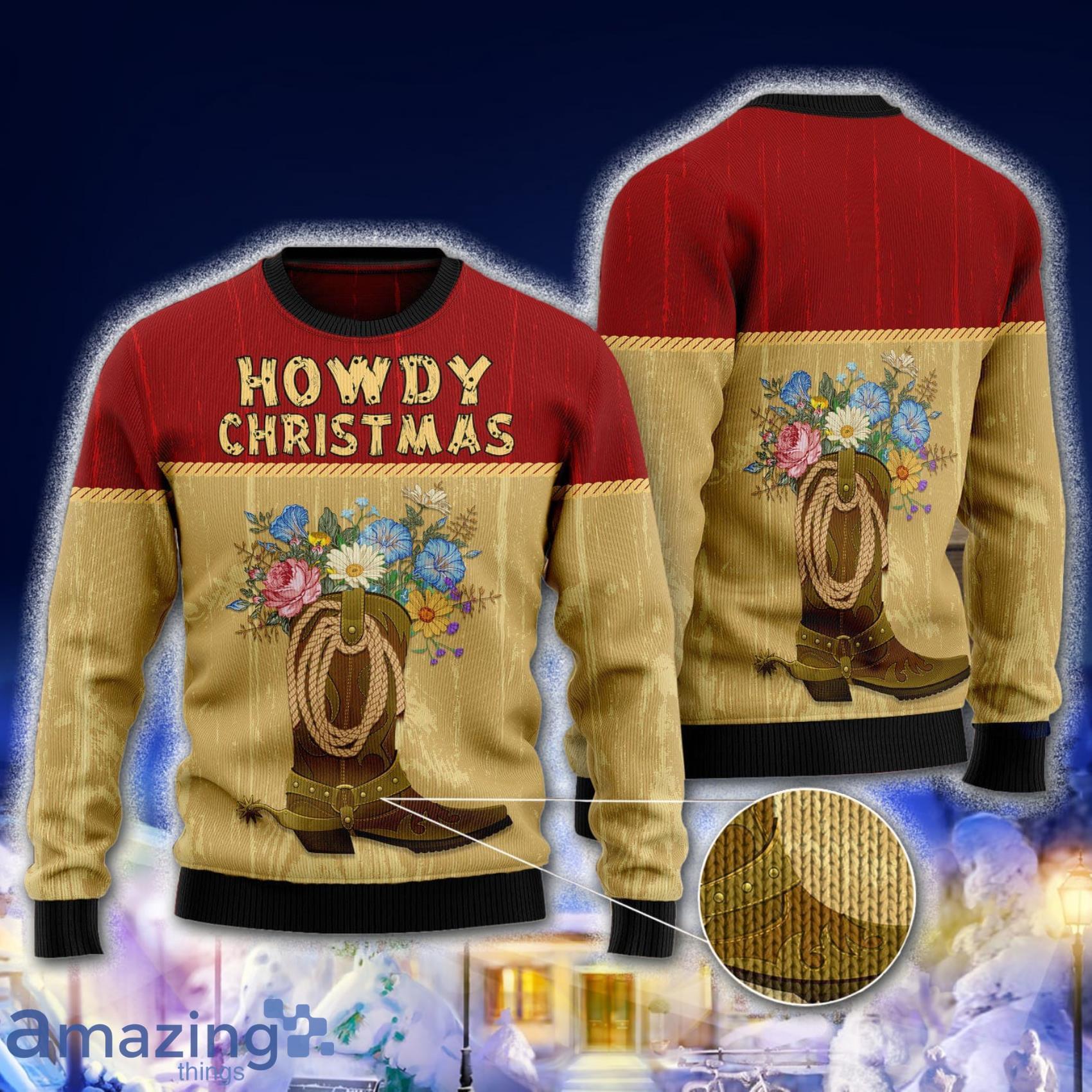 Howdy Christmas All Over Print Christmas 3D Sweater Product Photo 1