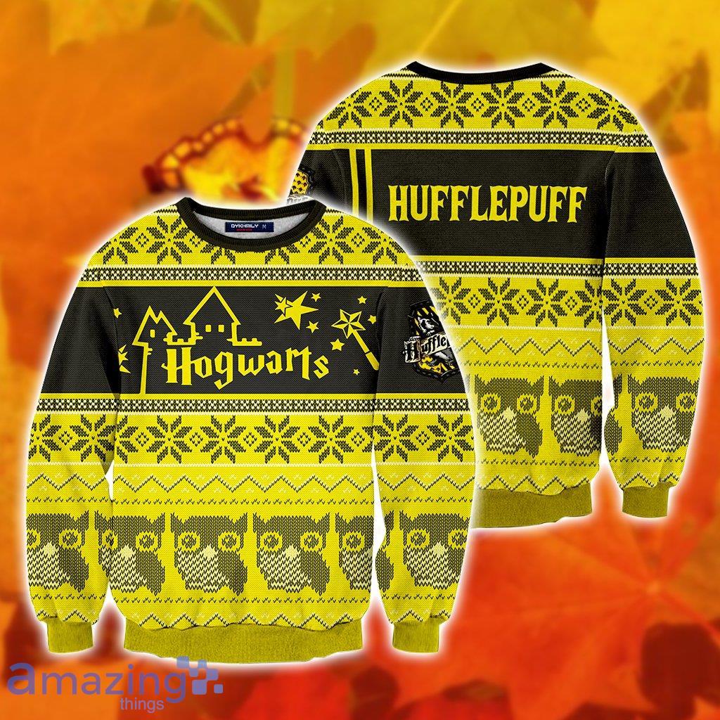 Hufflepuff Harry Potter Ugly Christmas 3D Sweater_9011 Product Photo 1 Hufflepuff Harry Potter Ugly Christmas 3D Sweater_9011 Product Photo 1