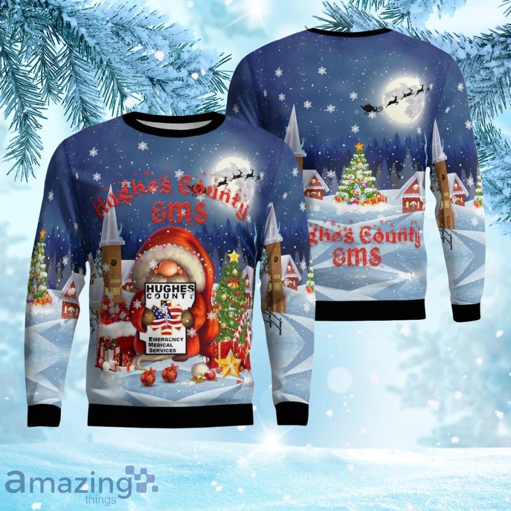 Hughes County Emergency Medical Service Aop Christmas Ugly Sweater Product Photo 1