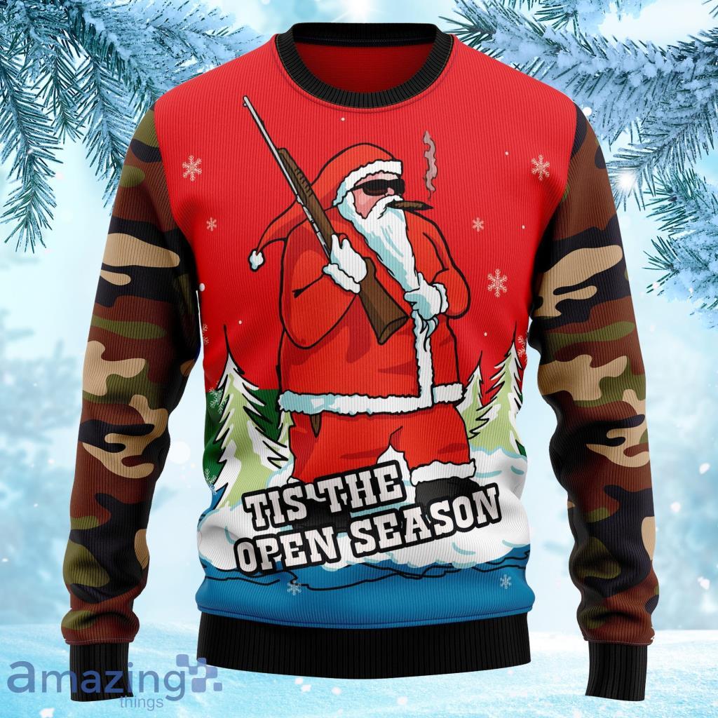 Hunting Santa Christmas Graphic Ugly Christmas Sweater 3D Product Photo 1
