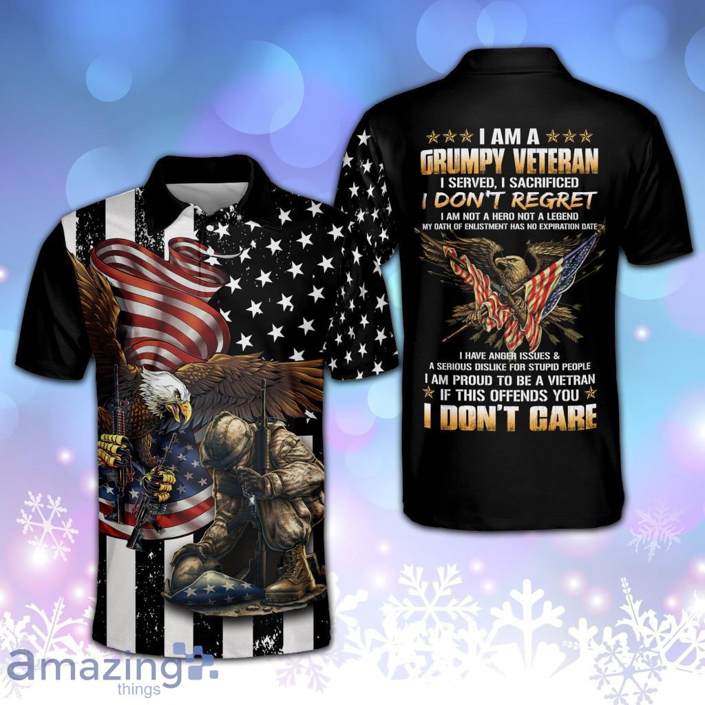 I Am Grumpy Veteran American Eagle Golf Polo Shirt Product Photo 1
