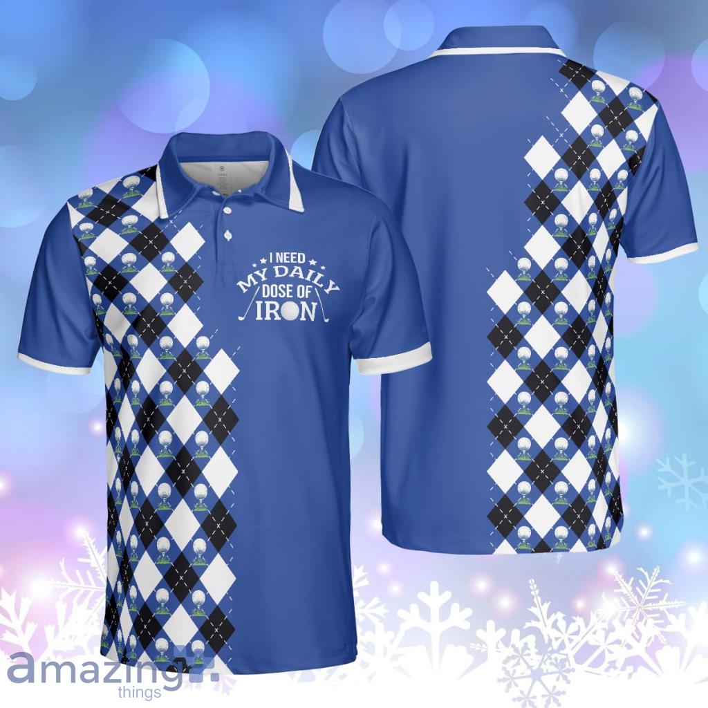 I Need My Daily Dose Of Iron Polo Shirt, Argyle Pattern Polo Shirt Product Photo 1