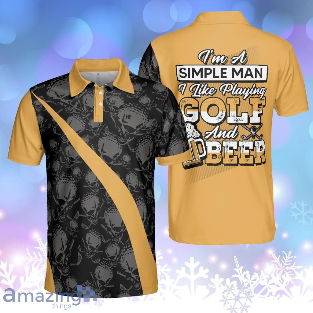 I'm A Simple Man I Like Playing Golf And Beer Polo Shirt, Cool Ball Pattern Shirt With Sayings, Best Gift For Golfers Product Photo 1