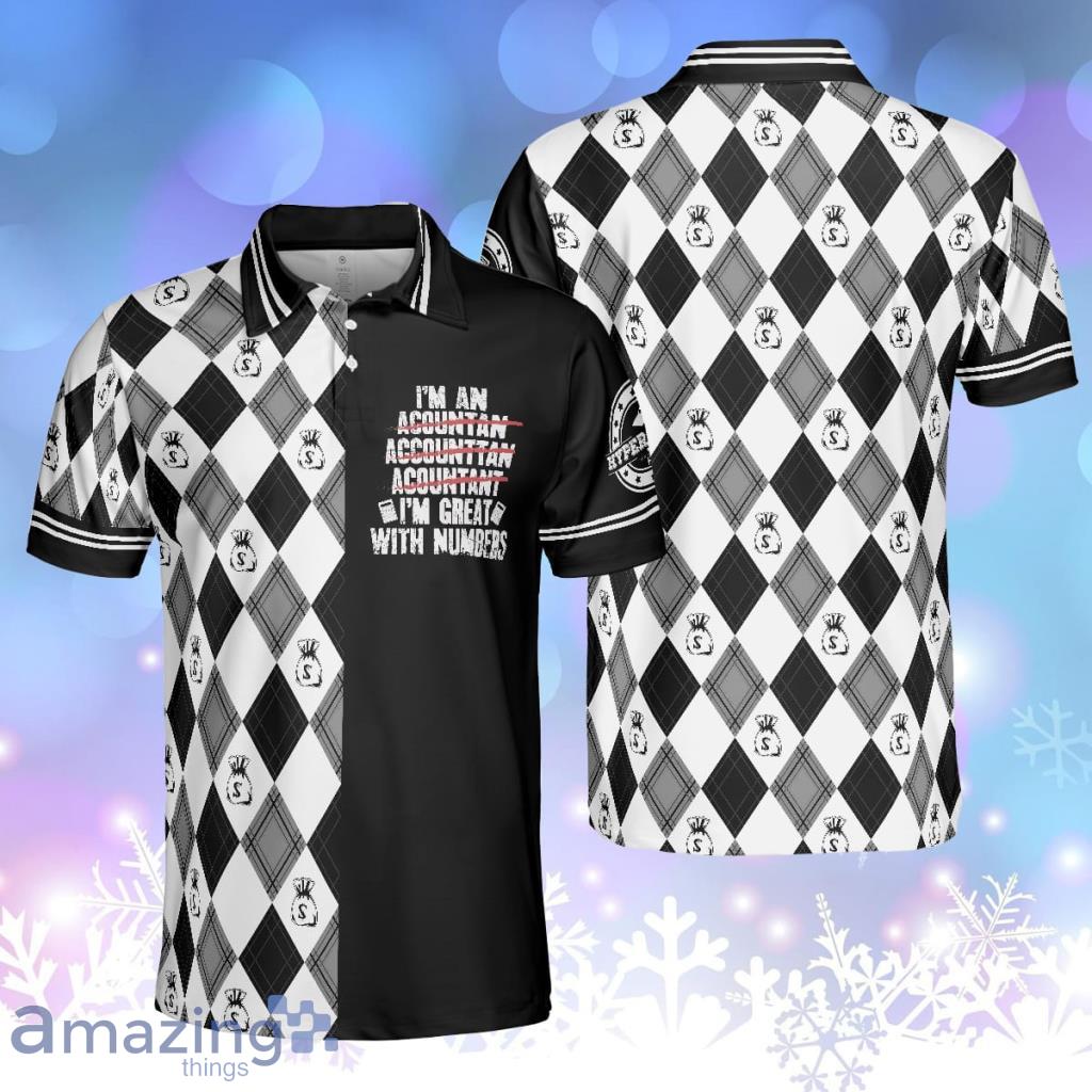 I'm An Accountant I'm Great With Numbers Polo Shirt, Argyle Pattern Accountant Shirt For Men Product Photo 1