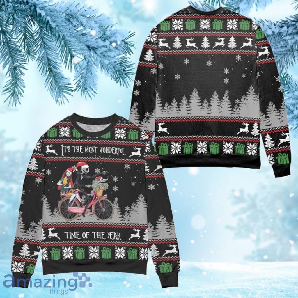 Jack And Sally The Most Wonderful Time Of The Year Ugly Christmas Sweater - Black Product Photo 1