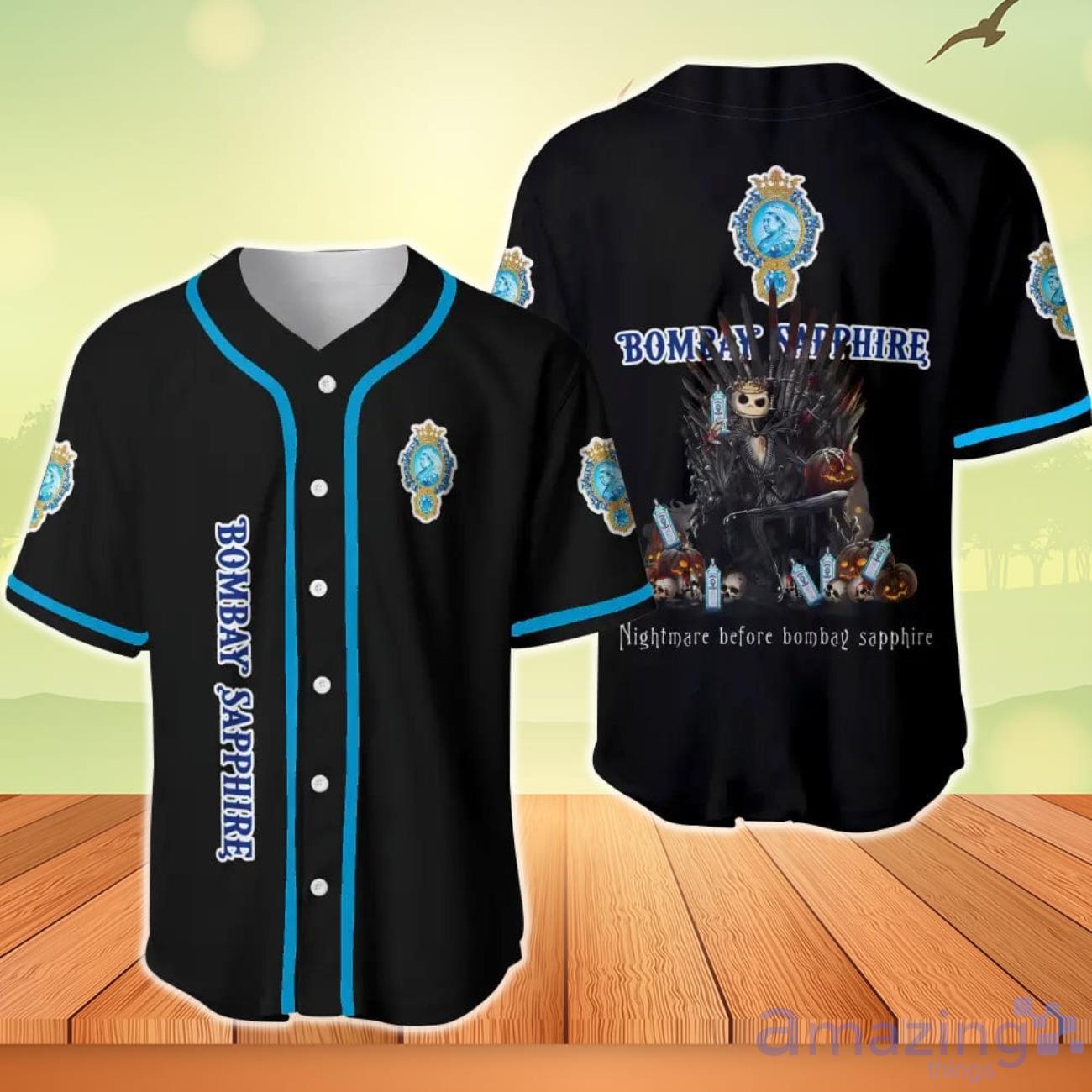 Jack Skellington Nightmare Before Bombay Sapphire Baseball Jersey image Jack Skellington Nightmare Before Bombay Sapphire Baseball Jersey Product Photo 1