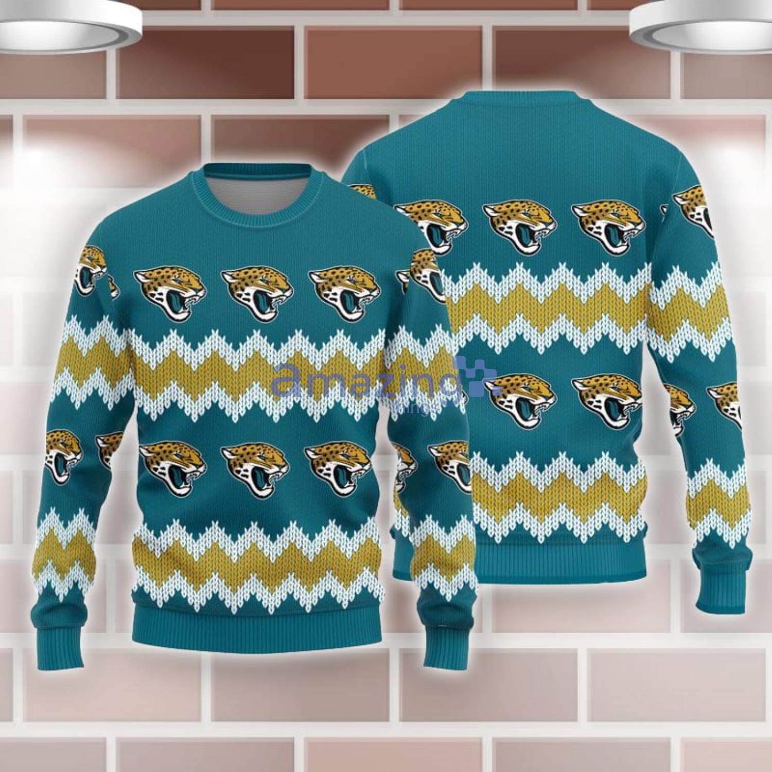 Jacksonville Jaguars Logo All Over printed Christmas Gift Ugly Christmas Sweater Product Photo 1 Jacksonville Jaguars Logo All Over printed Christmas Gift Ugly Christmas Sweater Product Photo 1