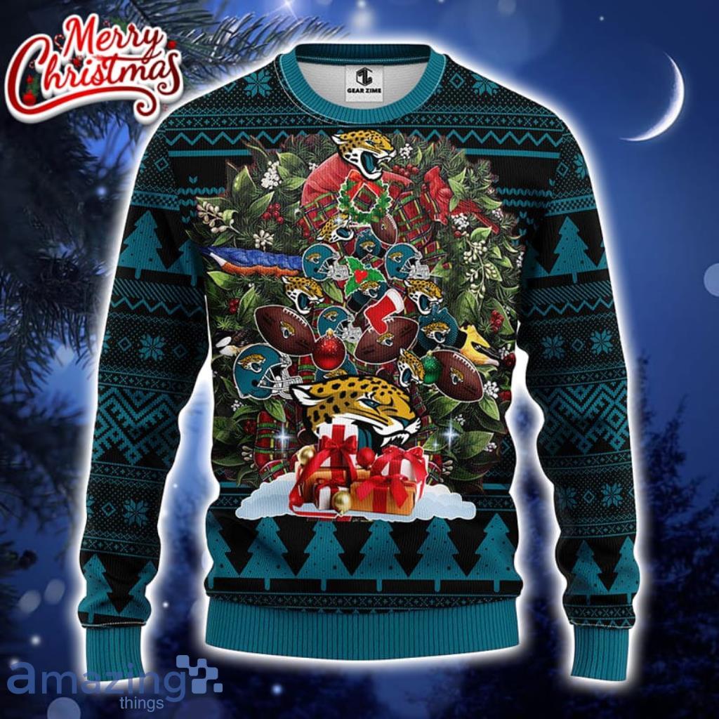 Jacksonville Jaguars Tree Ugly Christmas Fleece Sweater Product Photo 1