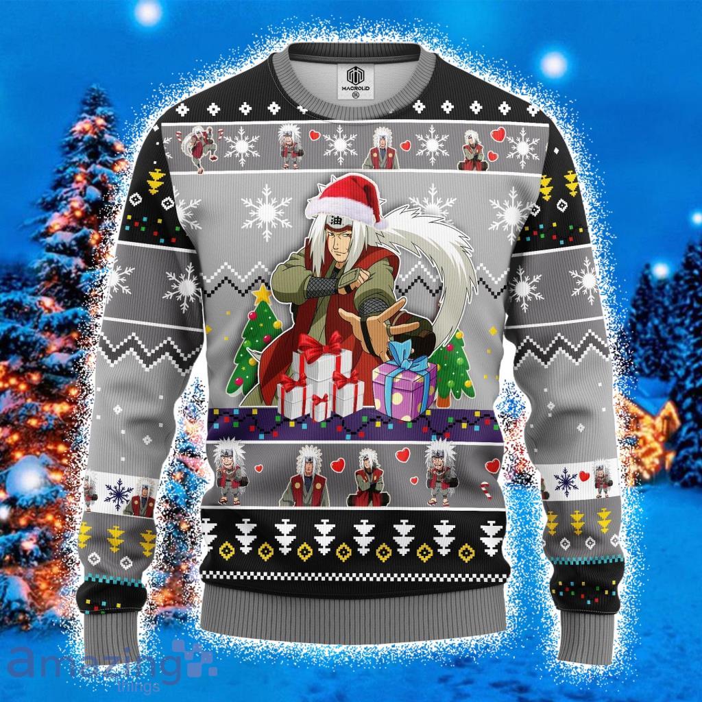 Jiraiya Naruto Anime Ugly Christmas Sweater 3D Gift For Men And Women Gray Product Photo 1