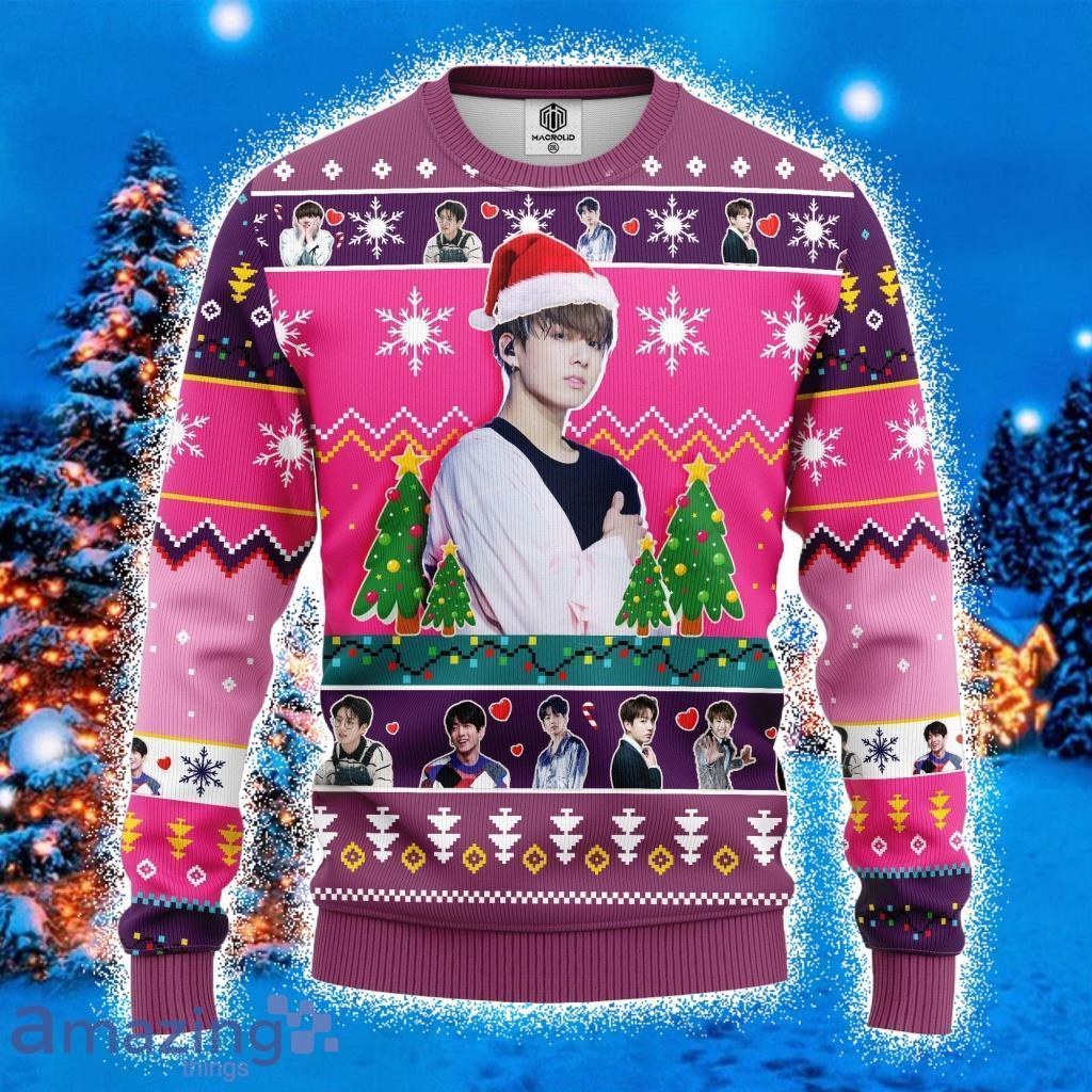 Jungkook Bts Ugly Christmas Sweater 3D Gift For Men And Women Pink