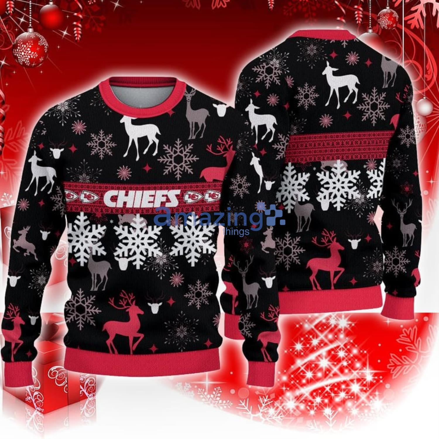 Kansas City Chiefs Big Snowflake Pattern Ugly Christmas Sweater