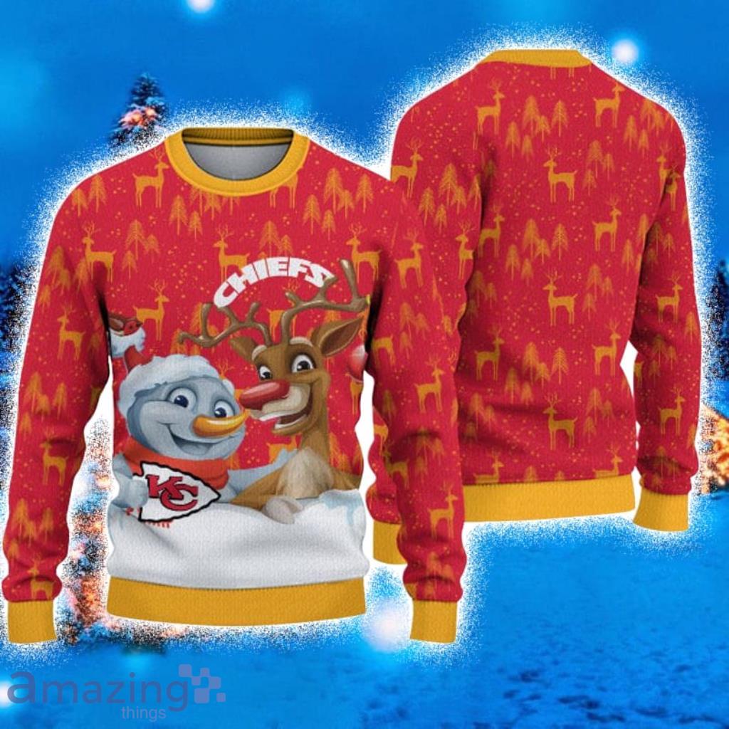 Kansas City Chiefs Snowman Reindeer Ugly Christmas Sweater 3D Gift For Fans Product Photo 1