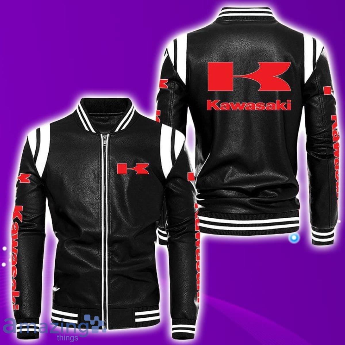 Kawasaki Leather Bomber Jacket Best Gift For Men And Women Fans Product Photo 1