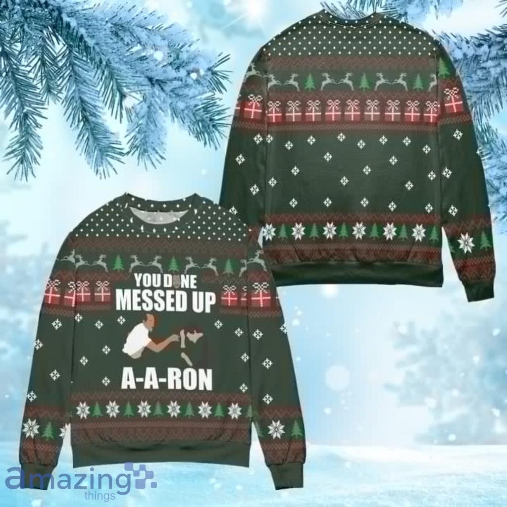 Key Peele You Done Messed Up A-Aron Snowflake Pattern Ugly Christmas Sweater - Green Product Photo 1