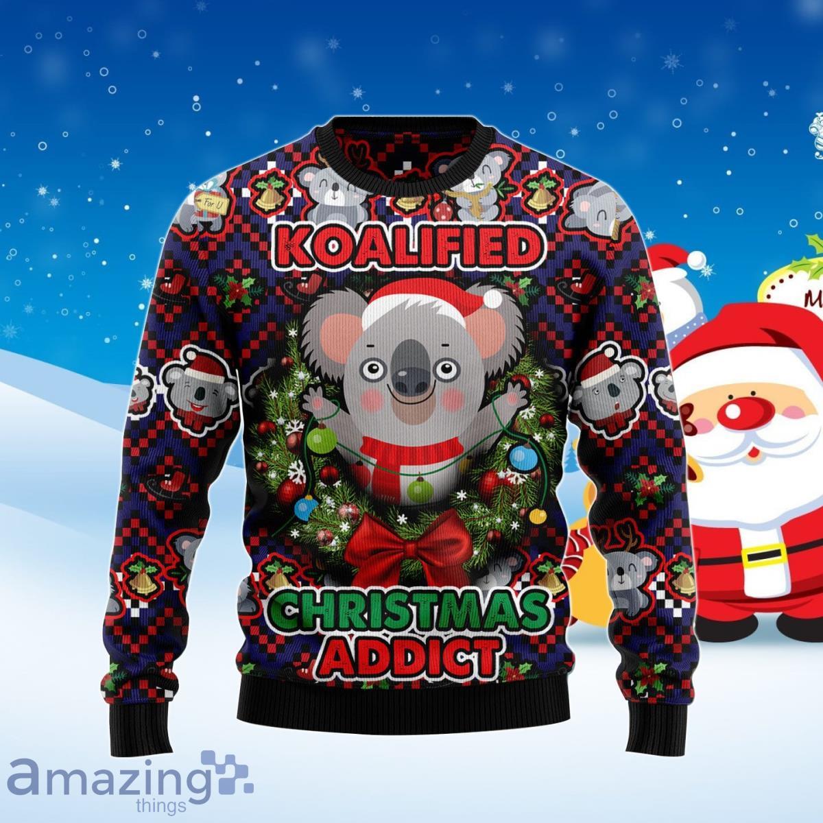 Koalified Christmas Addict Ugly Christmas Sweater Best Gift For Men And Women Product Photo 1
