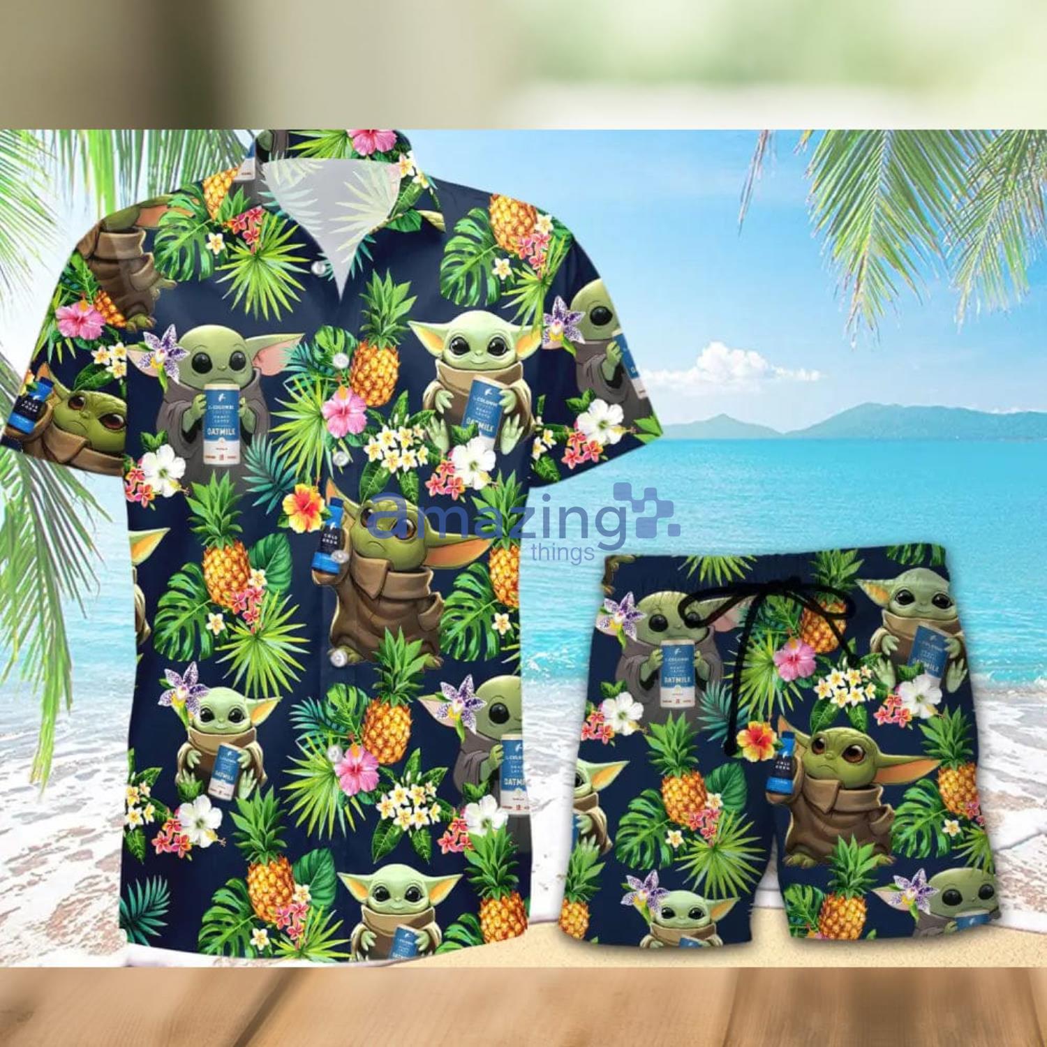 La Colombe Baby Yoda Pineapple Tropical Hawaiian Shirt And Shorts Aloha Summer Gift For Men And Women Product Photo 1