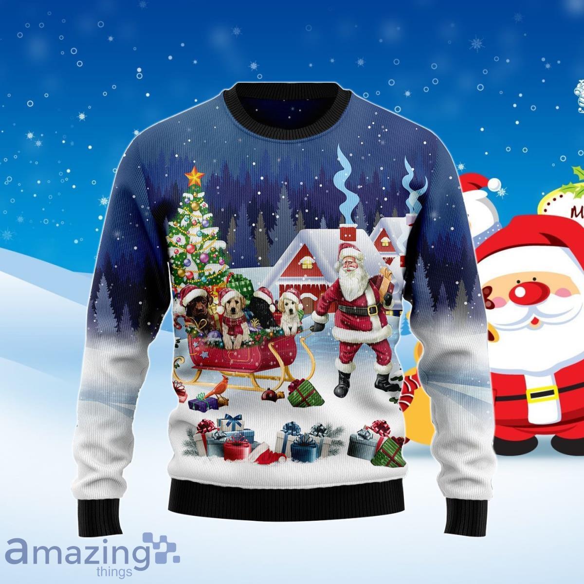 Labrador Retriever Santa Sled Ugly Christmas Sweater Best Gift