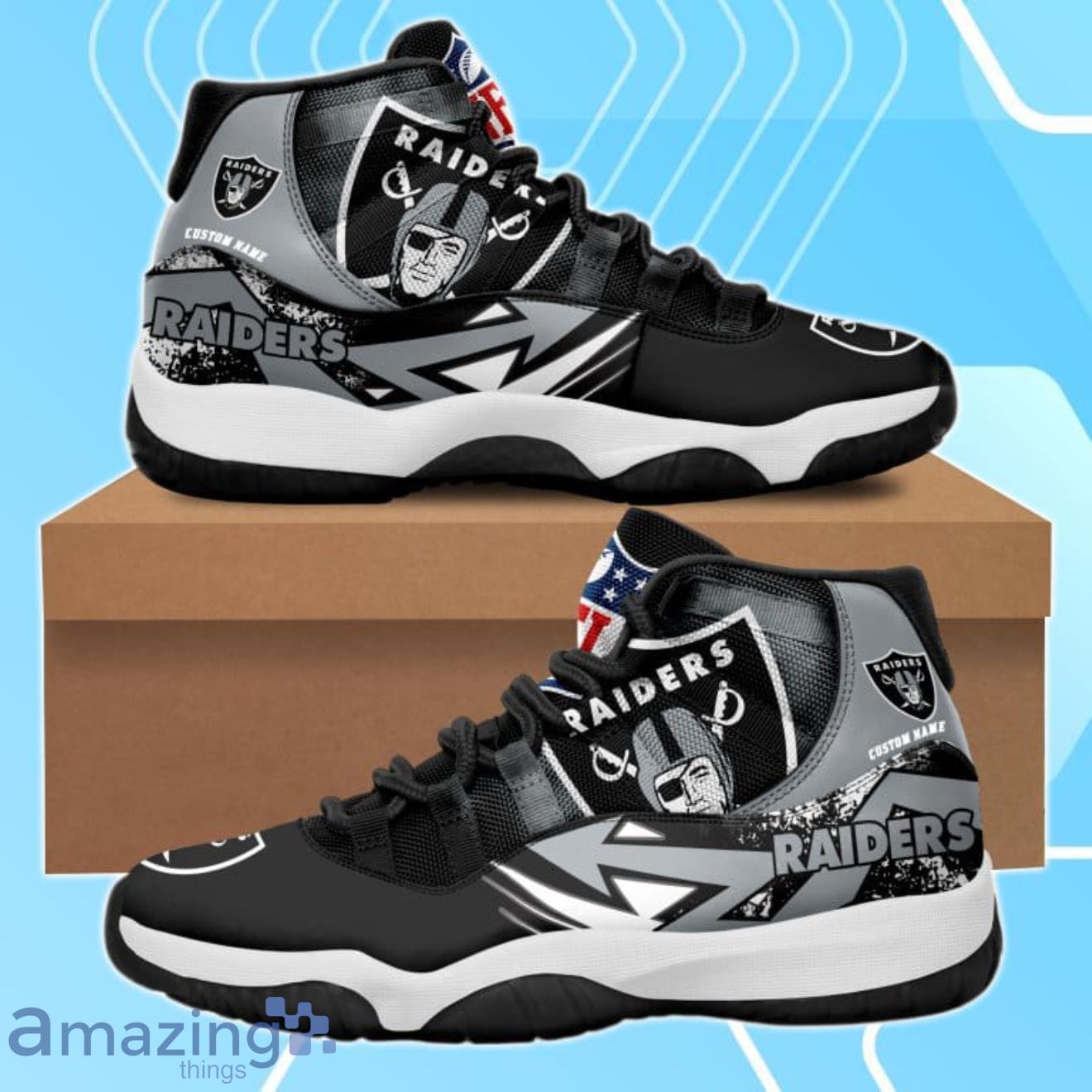 Las Vegas Raiders Custom Name And Number Air Jordan 13 Shoes For Men And  Women - Banantees