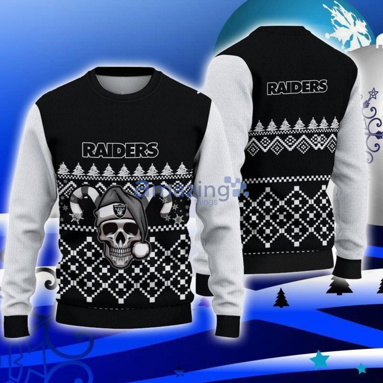 NFL Ugly Oakland Raiders Sweater Jumper Christmas Style Candy Cane