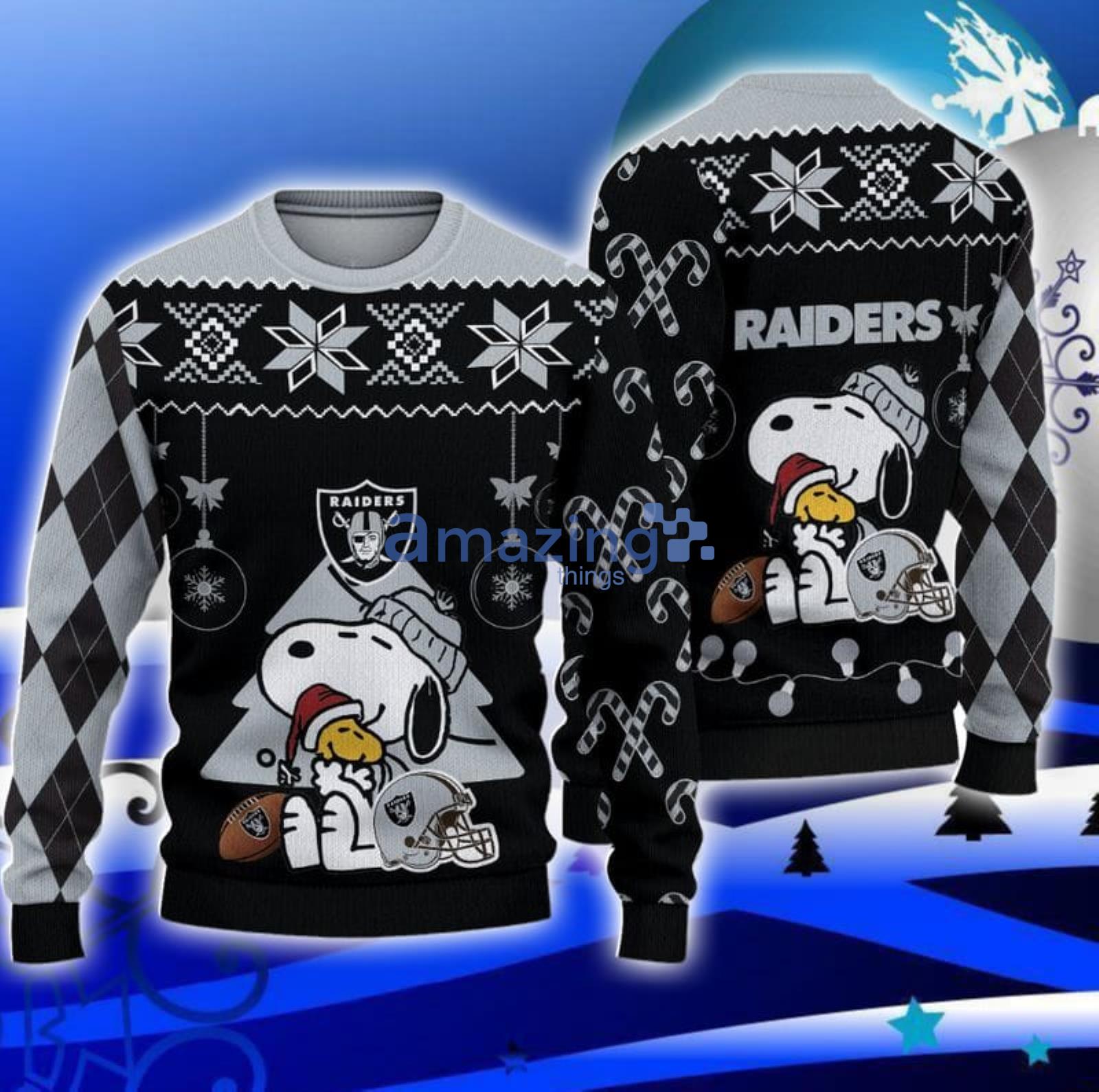 NFL, Sweaters, Las Vegas Raiders Pullover Ugly Sweater Nfl Small Striped  Snowflakes Christmas