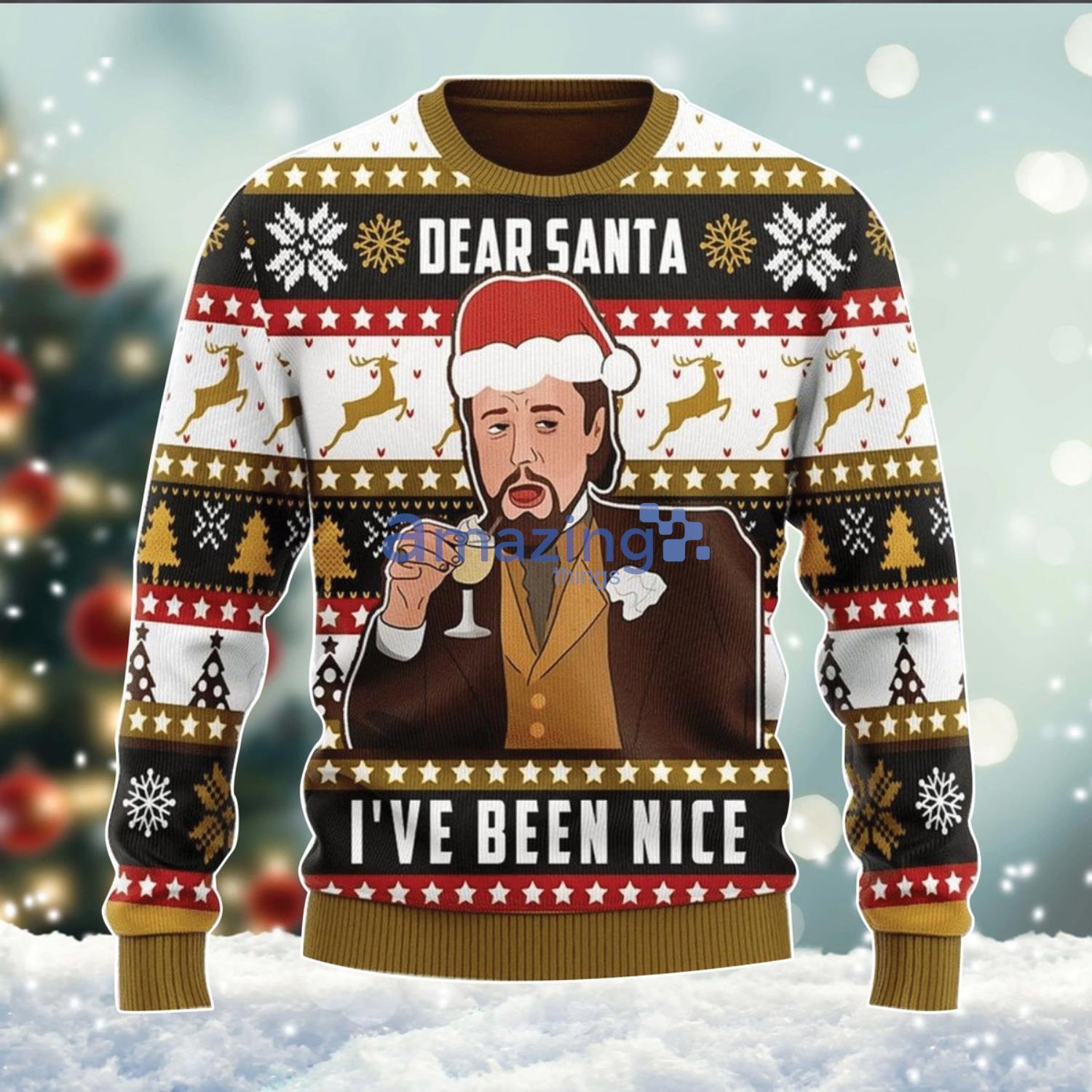 Leo Meme Dear Santa Ugly Xmas Christmas Sweater Christmas Gift Product Photo 1