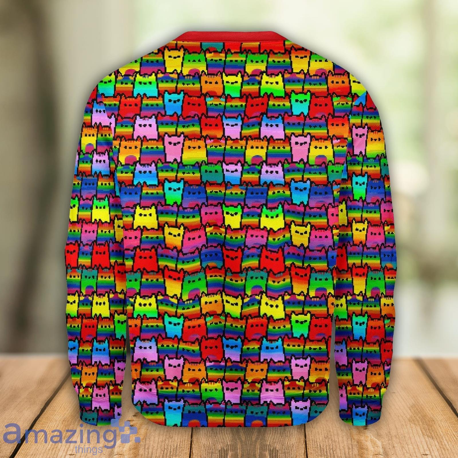 LGBT Flag Cat Ugly Christmas Sweater Xmas Gift Men And Women Christmas Sweater image LGBT Flag Cat Ugly Christmas Sweater Xmas Gift Men And Women Christmas Sweater Product Photo 2