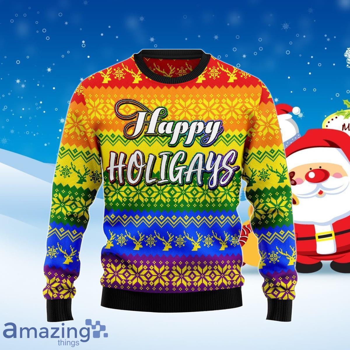 LGBT Gay Pride Happy Holigays Ugly Christmas Sweater Best Gift For Men And Women Product Photo 1