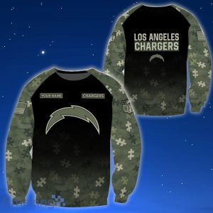 Los Angeles Chargers Autism T-Shirt 3D Hoodie Zip Hoodie Sweatshirt Custom Name For Fans Product Photo 2