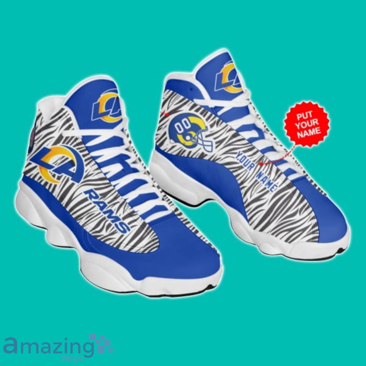 Los Angeles Rams NFL Custom Name Air Jordan 13 Shoes Product Photo 1
