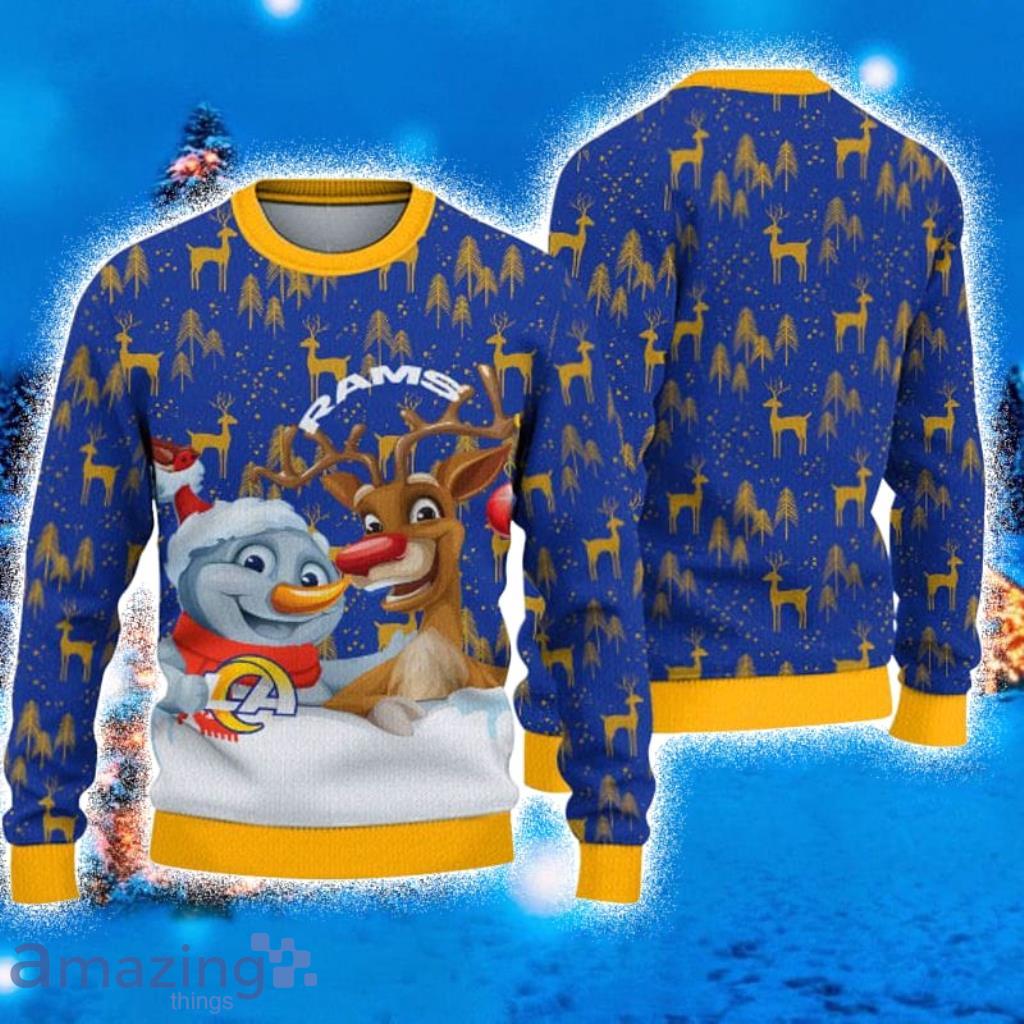 Los Angeles Rams Christmas Reindeer Winter Pattern Ugly Christmas Sweater  Christmas Gift For Family - Banantees