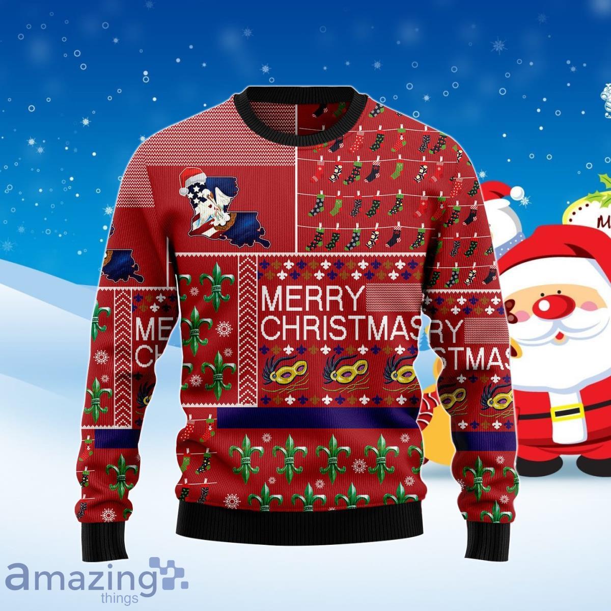 Louisiana Merry Christmas Ugly Christmas Sweater Best Gift For Men And Women Product Photo 1
