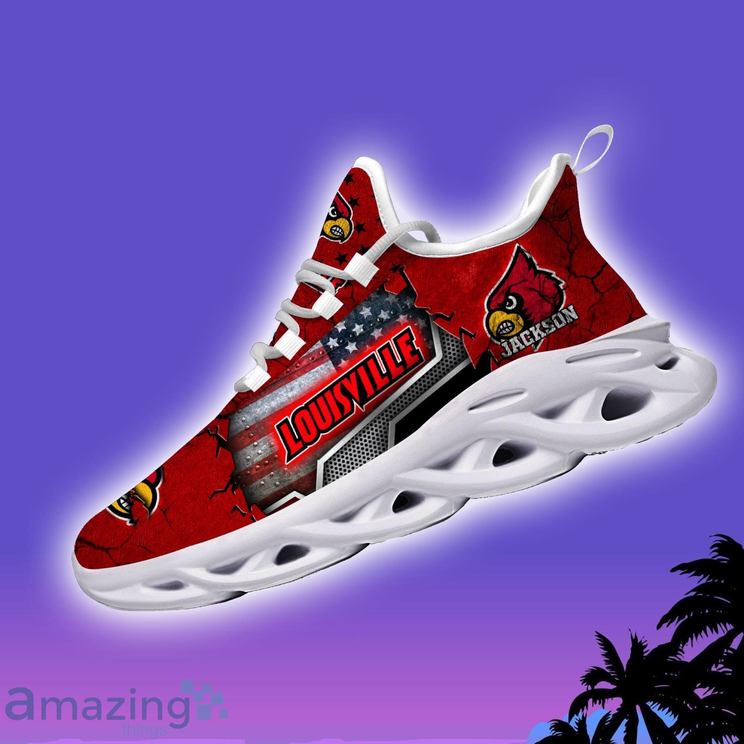 NCAA Louisville Cardinals Custom Name Red Max Sole Sneakers Shoes -  T-shirts Low Price