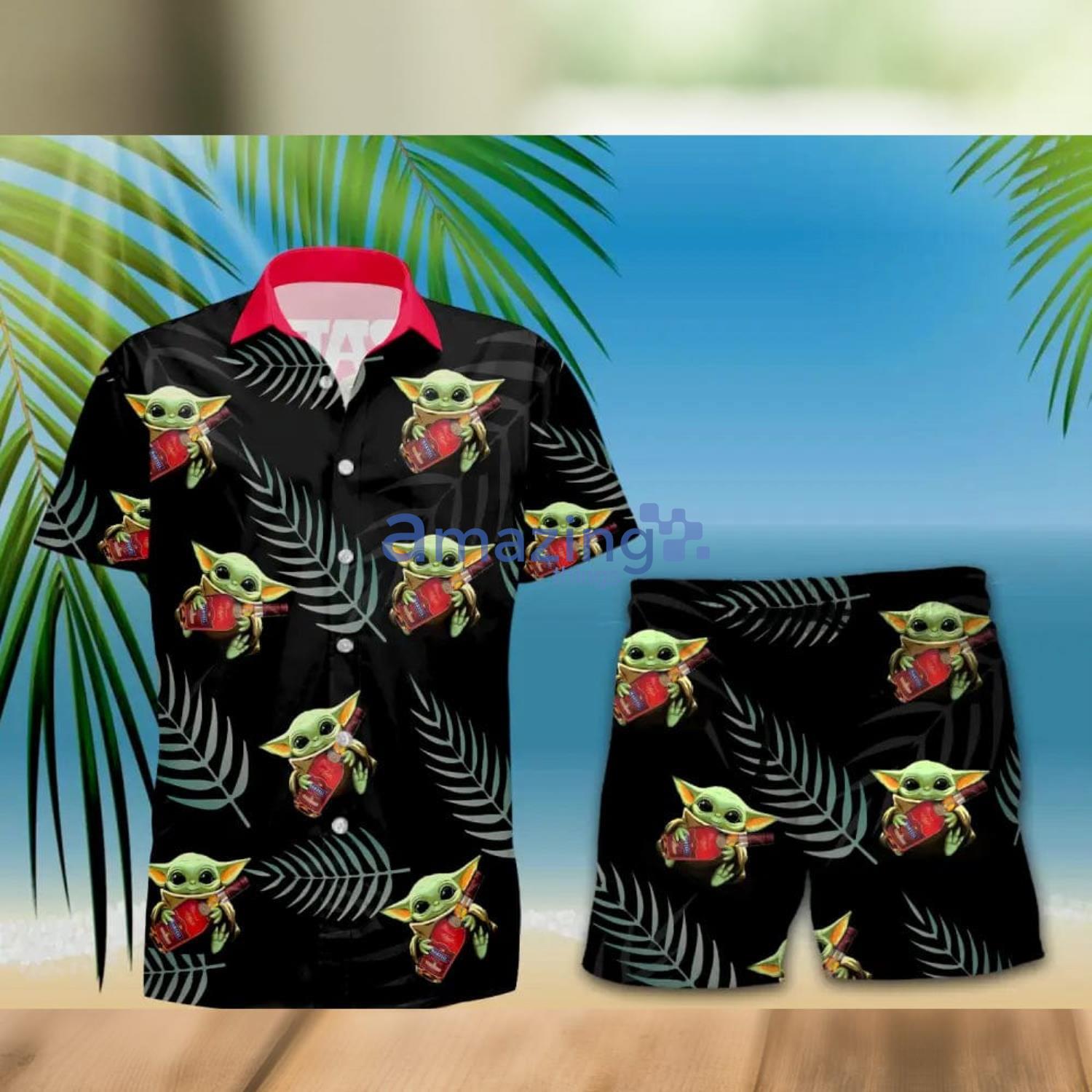 Martell Cognac Baby Yoda Hug Tropical Hawaiian Shirt And Shorts Aloha Summer Gift For Men And Women Product Photo 1