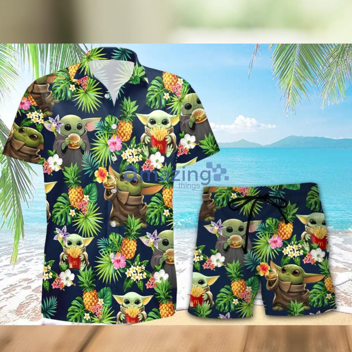 McDonald's Baby Yoda Pineapple Tropical Hawaiian Shirt And Shorts Aloha Summer Gift For Men And Women Product Photo 1