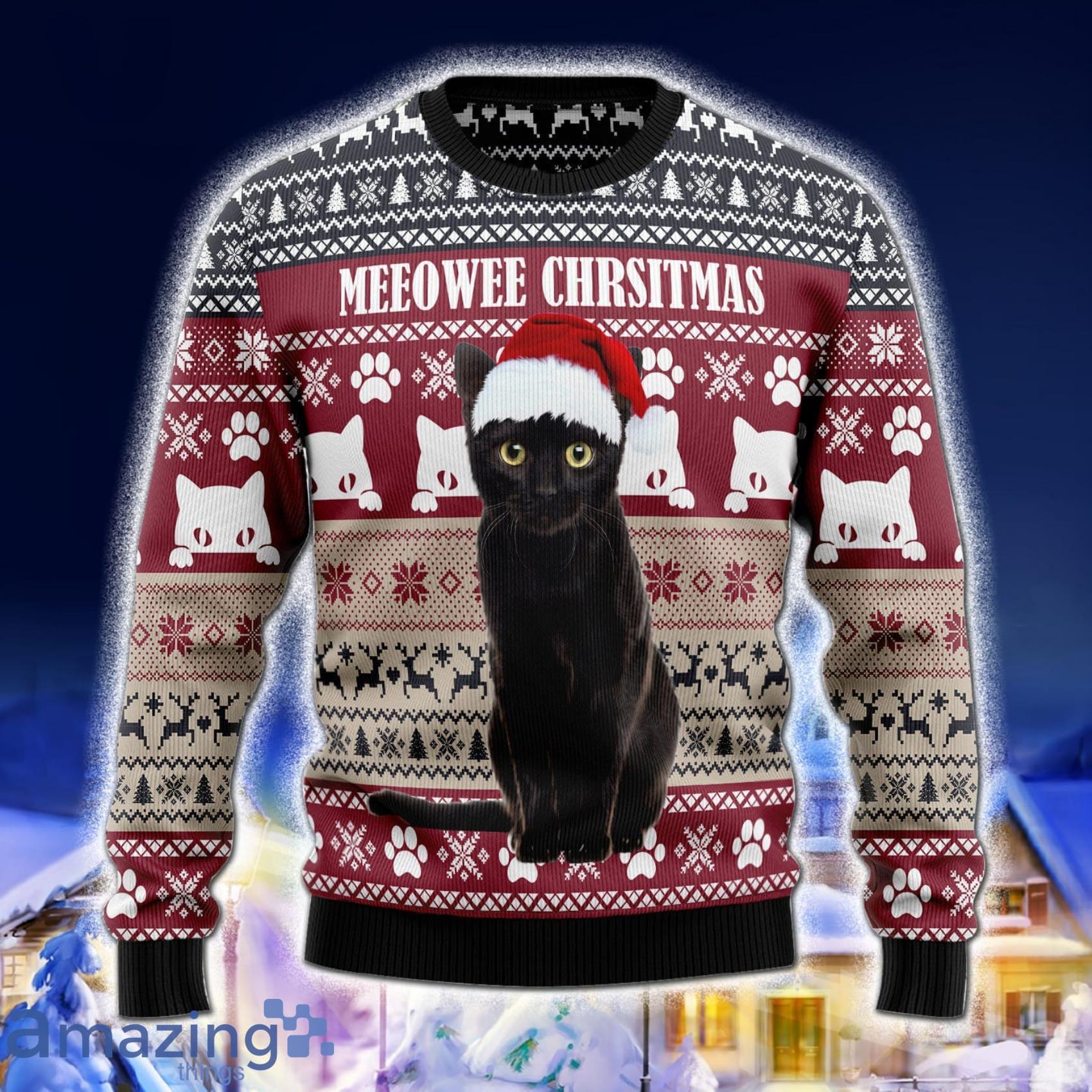 Meeowee Christmas Cat Symbol Pattern Christmas 3D Sweater Product Photo 1