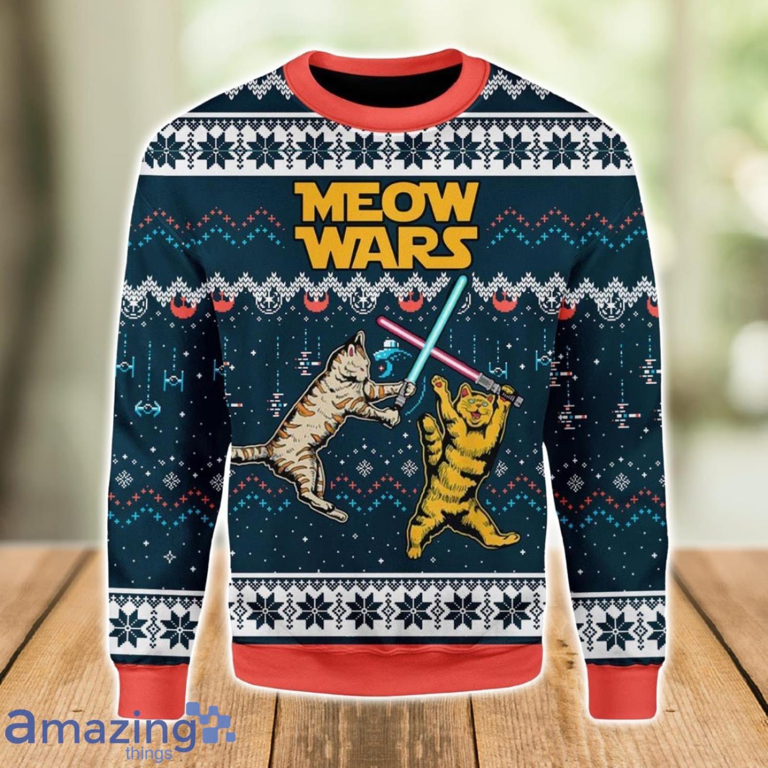 Meow Wars Cat Lover Ugly Christmas Sweater Xmas Gift Men And Women Christmas Sweater Product Photo 1