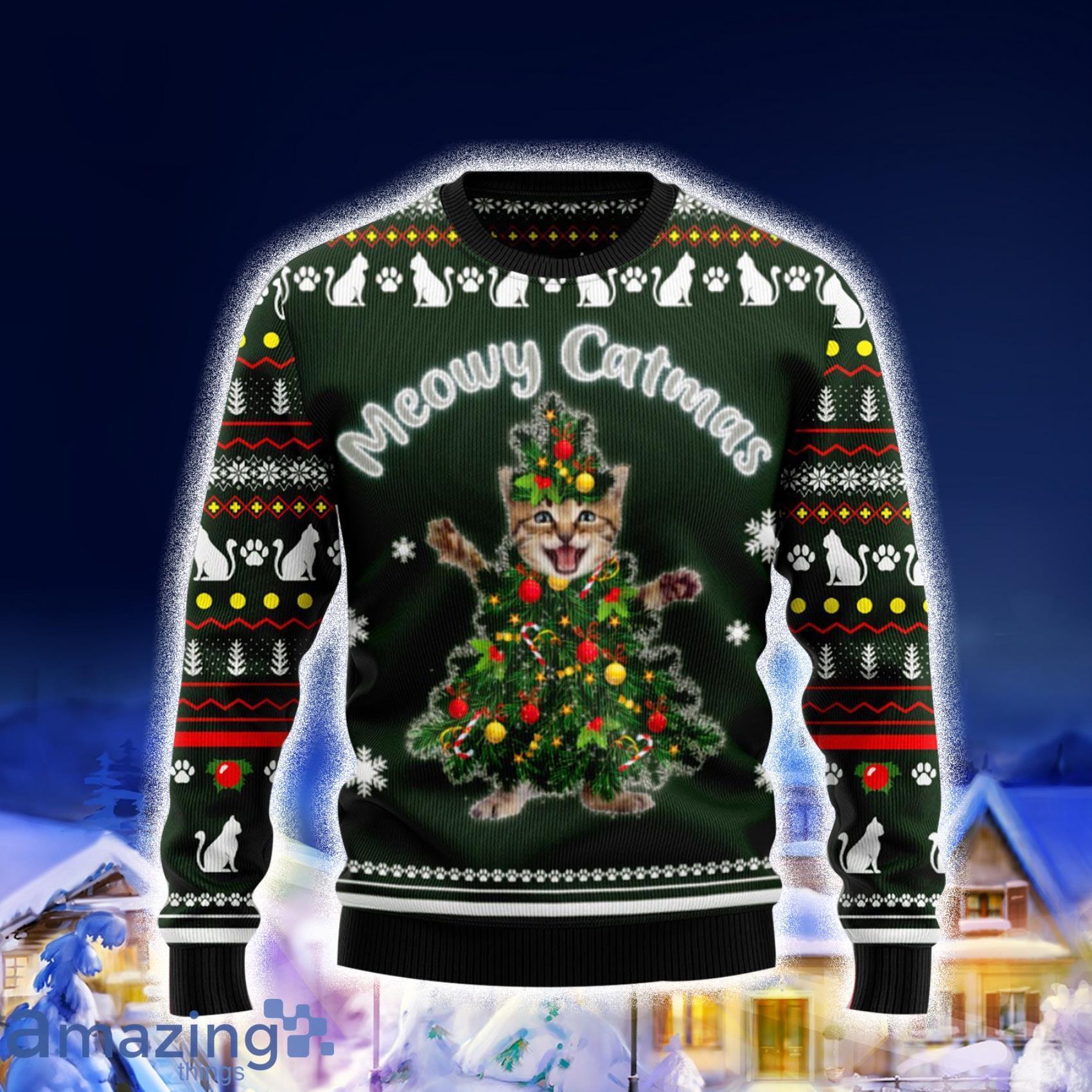 Meowy Catmas Funny Cats Christmas 3D Sweater Gift For Family Product Photo 1