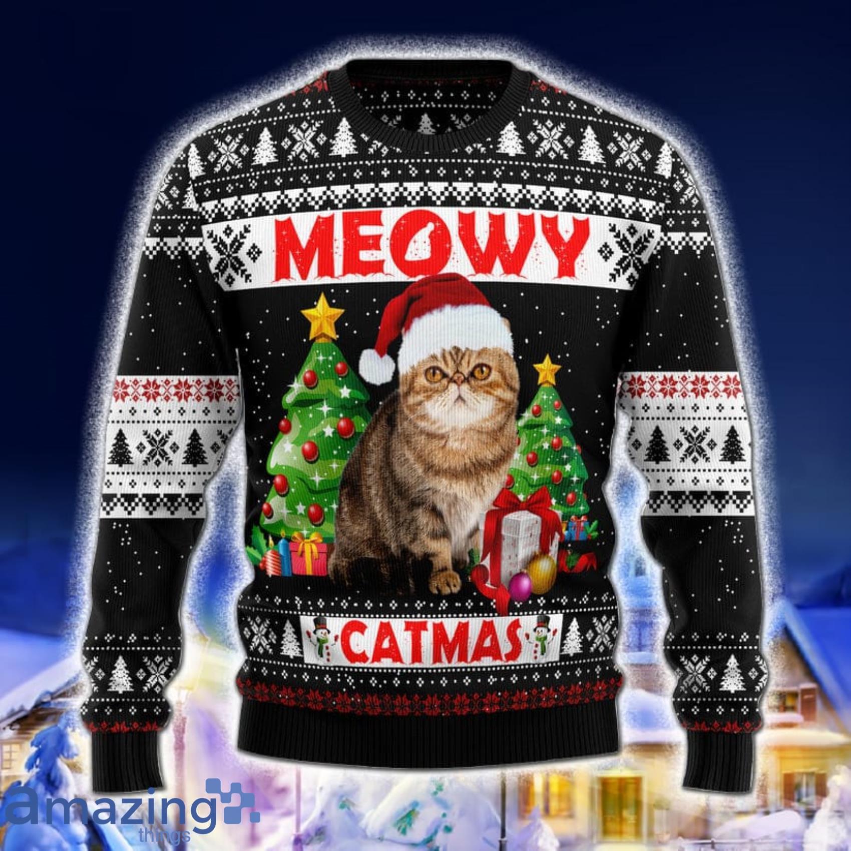 Meowy Christmas Knitting Pattern Christmas 3D Sweater Product Photo 1