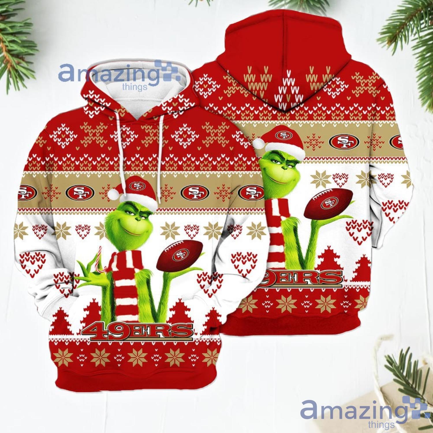 Merry Christmas 2023 Super Bowl American Grinch Cute 49ers 3D Hoodie Christmas Gift For Men Women Product Photo 1